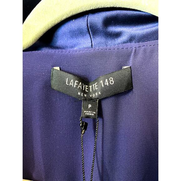 LAFAYETTE 148 Silk Velvet Navy Bow Sleeveless Mini Dress SMALL NWT $498 - Picture 13 of 13